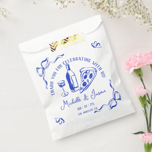 Whimsical Hand Drawn Pizza French Bow Vielen Dank Geschenktütchen (Versiegelt)