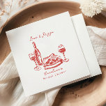 Whimsical Hand Drawn Pizza Wine Bridal Shower Serviette<br><div class="desc">Whimsical Hand Drawn Pizza Wine Bridal Shower Paper Napkins</div>