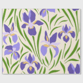 Whimsical Hand-Drawn Purple Iris Botanical Geschenkpapier (Flach)