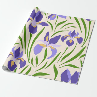 Whimsical Hand-Drawn Purple Iris Botanical Geschenkpapier