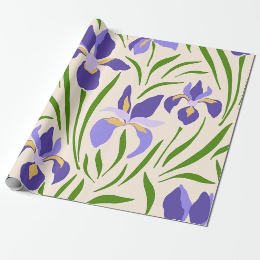 Whimsical Hand-Drawn Purple Iris Botanical Geschenkpapier (Ungerollt)