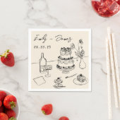 Whimsical Hand Drawn Quirky Cake Wedding Napkins Serviette (Beispiel)