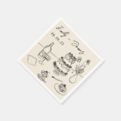 Whimsical Hand Drawn Quirky Cake Wedding Napkins Serviette (Ecke)