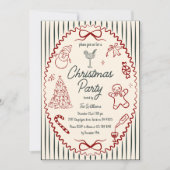 Whimsical Hand Drawn Quirky Christmas Party Invita Einladung (Vorderseite)