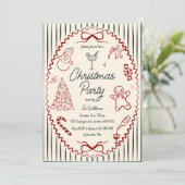 Whimsical Hand Drawn Quirky Christmas Party Invita Einladung (Stehend Vorderseite)