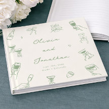 Whimsical Hand Drawn Quirky Green Wedding