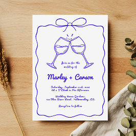 Whimsical Hand Drawn Quirky Royal Blue Wedding Einladung