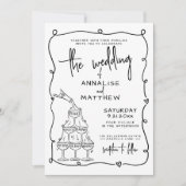 Whimsical Hand Drawn Quirky Wedding Einladung (Vorderseite)