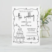 Whimsical Hand Drawn Quirky Wedding Einladung (Stehend Vorderseite)