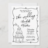 Whimsical Hand Drawn Quirky Wedding Einladung (Vorderseite)