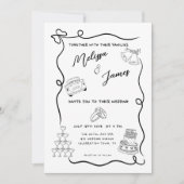 Whimsical Hand Drawn Quirky Wedding Einladung (Vorderseite)