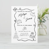 Whimsical Hand Drawn Quirky Wedding Einladung (Stehend Vorderseite)