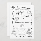 Whimsical Hand Drawn Quirky Wedding Einladung (Vorne/Hinten)