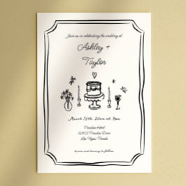 Whimsical Hand Drawn Quirky Wedding Einladung