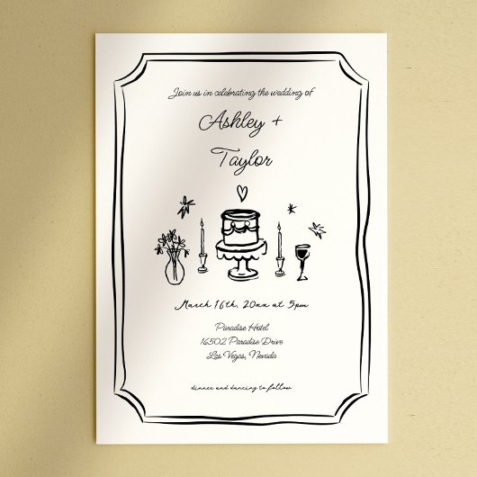 Whimsical Hand Drawn Quirky Wedding Einladung