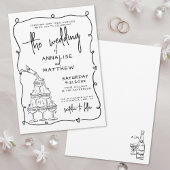 Whimsical Hand Drawn Quirky Wedding Einladung