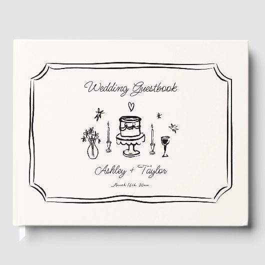 Whimsical Hand Drawn Quirky Wedding Gästebuch (Vorderseite)
