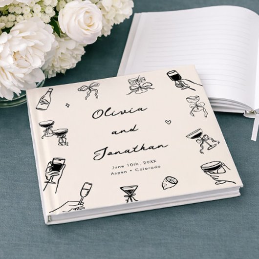 Whimsical Hand Drawn Quirky Wedding Gästebuch