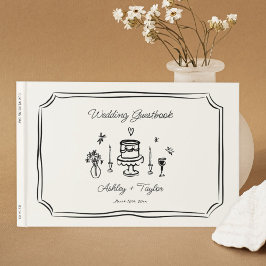 Whimsical Hand Drawn Quirky Wedding Gästebuch