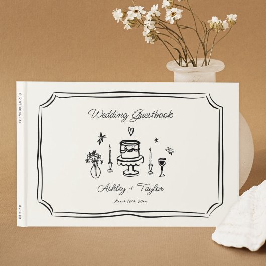 Whimsical Hand Drawn Quirky Wedding Gästebuch