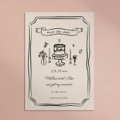 Whimsical Hand Drawn Quirky Wedding Save The Date