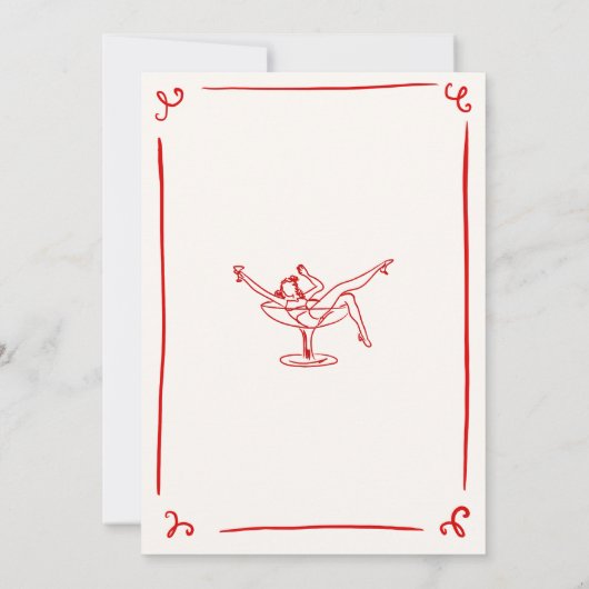 Whimsical Hand Drawn Red Bachelorette Einladung (Rückseite)