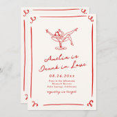 Whimsical Hand Drawn Red Bachelorette Einladung (Vorne/Hinten)