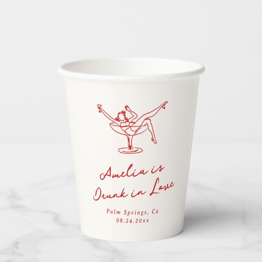 Whimsical Hand Drawn Red Bachelorette Pappbecher (Rückseite)