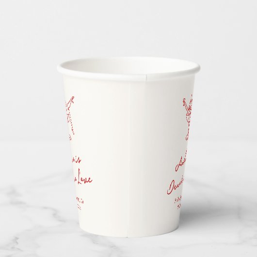 Whimsical Hand Drawn Red Bachelorette Pappbecher (Rechts)