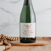 Whimsical Hand Drawn Red Bachelorette Schaumweinetikett