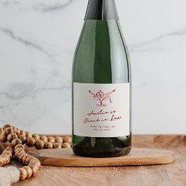 Whimsical Hand Drawn Red Bachelorette Schaumweinetikett