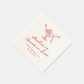 Whimsical Hand Drawn Red Bachelorette Serviette (Ecke)