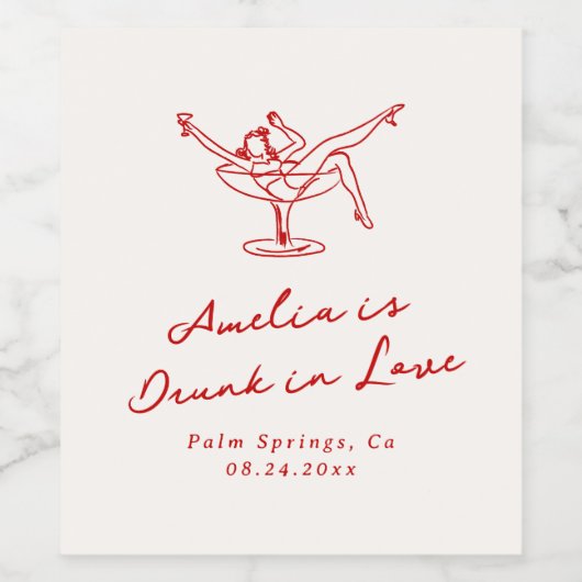 Whimsical Hand Drawn Red Bachelorette Weinetikett (Einzelnes Label)