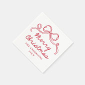 Whimsical Hand-Drawn Red Bow Merry Christmas Serviette (Ecke)