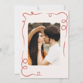 Whimsical Hand Drawn Red Wedding Foto Save The Date (Rückseite)