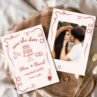 Whimsical Hand Drawn Red Wedding Foto