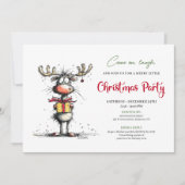 Whimsical hand drawn reindeer party invitation einladung (Vorderseite)
