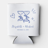 Whimsical Hand Drawn Romantic Blue Wedding Dosenkühler (Vorderseite)