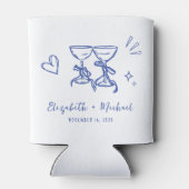 Whimsical Hand Drawn Romantic Blue Wedding Dosenkühler (Rückseite)