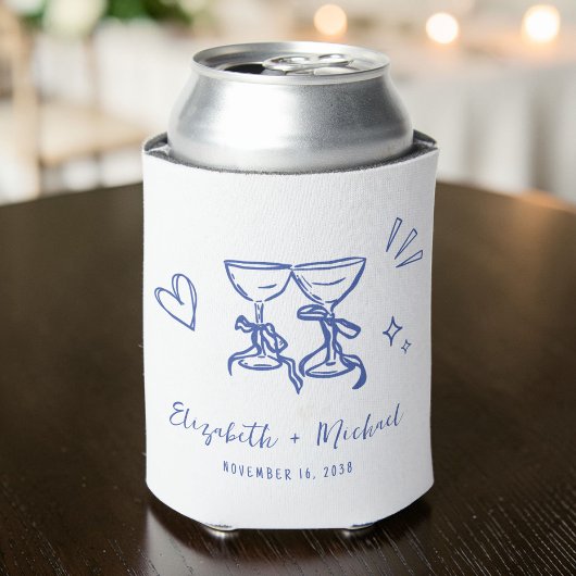Whimsical Hand Drawn Romantic Blue Wedding Dosenkühler