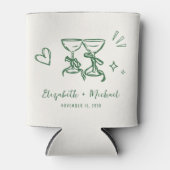 Whimsical Hand Drawn Romantic Green Cream Wedding Dosenkühler (Vorderseite)