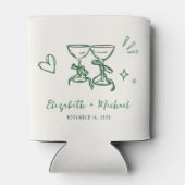 Whimsical Hand Drawn Romantic Green Cream Wedding Dosenkühler (Rückseite)