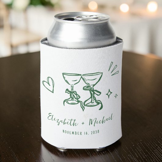 Whimsical Hand Drawn Romantic Green Wedding Dosenkühler