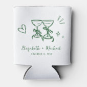 Whimsical Hand Drawn Romantic Green Wedding Dosenkühler (Vorderseite)