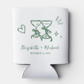 Whimsical Hand Drawn Romantic Green Wedding Dosenkühler (Rückseite)