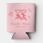 Whimsical Hand Drawn Romantic Pink Red Wedding Dosenkühler (Vorderseite)