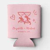Whimsical Hand Drawn Romantic Pink Red Wedding Dosenkühler (Rückseite)
