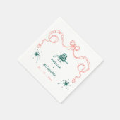 Whimsical Hand Drawn Scribble Bow Wedding Serviette (Ecke)