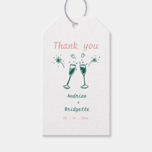 Whimsical Hand Drawn Scribble Wedding Danke Geschenkanhänger (Vorderseite)