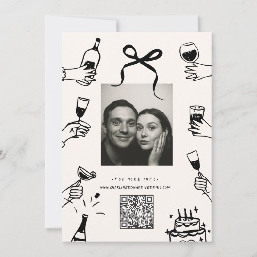 Whimsical Hand Drawn Scribble Wedding Einladung (Rückseite)